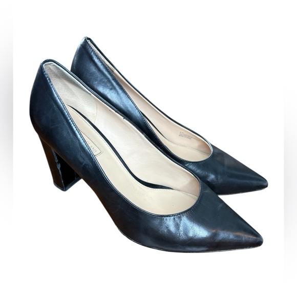 Antonio Melani woman’s leather block heel pointed toe black 3 inch heel sz 8.5 - Picture 8 of 9